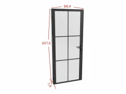 Vente-unique Puerta reversible de aluminio y cristal esmerilado - Alt. 204 x L83 cm - - SEROTO Negro Best