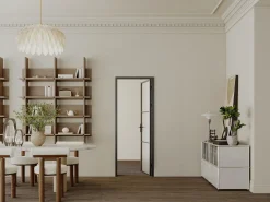 Vente-unique Puerta Con Marco|Puerta reversible de aluminio y vidrio esmerilado - Alt. 204 x L73 cm - - MASERU