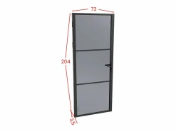 Vente-unique Puerta Con Marco|Puerta reversible de aluminio y vidrio esmerilado - Alt. 204 x L73 cm - - MASERU
