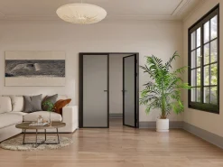 Vente-unique Puerta reversible de doble hoja - vidrio esmerilado - 2 x Al 204 x An 93 cm - LOXTON Negro Clearance