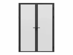 Vente-unique Puerta reversible de doble hoja - vidrio esmerilado - 2 x Al 204 x An 93 cm - LOXTON Negro Clearance