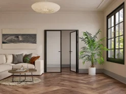 Puerta reversible de doble hoja - vidrio templado - 2 x Al 204 x An 93 cm - LOXTON^Vente-unique Hot