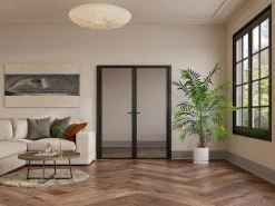 Puerta reversible de doble hoja - vidrio templado - 2 x Al 204 x An 93 cm - LOXTON^Vente-unique Hot
