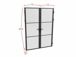 Vente-unique Puerta reversible de dos hojas - vidrio esmerilado - 2 x Alt. 204 x L73 cm - - MASERU Negro