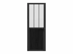 Vente-unique Puerta taller de aluminio, MDF y vidrio translúcido - Alt. 204 x An. 73 cm - ERMELO Negro Sale