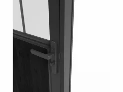 Vente-unique Puerta taller de aluminio, MDF y vidrio translúcido - Alt. 204 x An. 73 cm - ERMELO Negro Sale