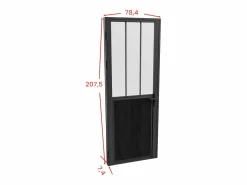 Vente-unique Puerta taller de aluminio, MDF y vidrio translúcido - Alt. 204 x An. 73 cm - ERMELO Negro Sale