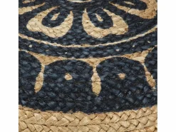 Puf Azul Hecho a Mano 45 x 30 cm Yute Marru00f3n