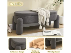 Banco Y Pie De Cama|Banco Y Pie De Cama|Puf banco de cama con arcón de almacenamiento en terciopelo, estilo contemporáneo y multifuncional para dormitorio y salón