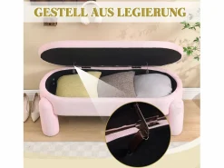 Puf banco de cama con arcón de almacenamiento en terciopelo, estilo contemporáneo y multifuncional para dormitorio y salón Rosa Online