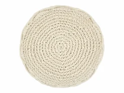 Puf de macramé hecho a mano 45 x 30 cm Algodón Beige Sale