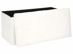 Atmosphera Puf doble plegable de piel sintética L. 76 x P. 38 x H. 38 cm Blanco Outlet