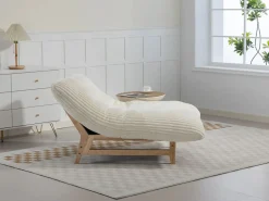 Puf Gigante Blanco de Tela Corduroy, Ergonomico con Respaldo 100x120x76 cm, para Salón y Dormitorio de Adultos Beige Sale
