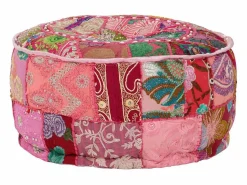Puf redondo de algodón patchwork hecho a mano 40 x 20 cm^ New