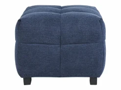 Miliboo Puf reposapiés de diseño en tela de terciopelo oscuro CORTO Azul New