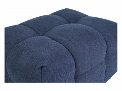 Miliboo Puf reposapiés de diseño en tela de terciopelo oscuro CORTO Azul New