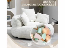 Puf Sillón Alto - Modelo Grande - Incluye 3 Cojines - Ultra Suave y Multiusos - para Adultos y Niños Beige Clearance