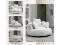 Puf Sillón Alto - Modelo Grande - Incluye 3 Cojines - Ultra Suave y Multiusos - para Adultos y Niños Beige Clearance