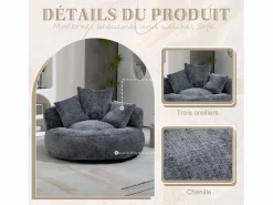 Puf Sillón Alto - Modelo Grande - Incluye 3 Cojines - Ultra Suave y Multiusos - para Adultos y Niños Gris Online