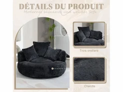 Sillón Escandinavo|Puf Sillón Alto - Modelo Grande - Incluye 3 Cojines - Ultra Suave y Multiusos - para Adultos y Niños