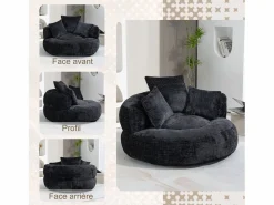 Sillón Escandinavo|Puf Sillón Alto - Modelo Grande - Incluye 3 Cojines - Ultra Suave y Multiusos - para Adultos y Niños