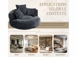 Sillón Escandinavo|Puf Sillón Alto - Modelo Grande - Incluye 3 Cojines - Ultra Suave y Multiusos - para Adultos y Niños
