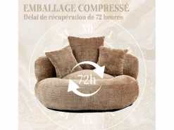 Puf Sillón Alto Taupe - Modelo Grande - Incluye 3 Cojines - Ultra Suave y Multiusos - para Adultos y Niños Marru00f3n Best
