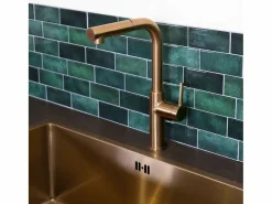 Essebagno Grifo De Cocina|Pure II Mezclador de fregadero con teleducha extraíble en cobre cepillado