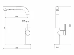 Essebagno Grifo De Cocina|Pure II Mezclador de fregadero con teleducha extraíble en cobre cepillado