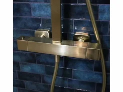 Essebagno Quartos 300 columna de ducha oro cepillado con mando termostático Dorado Clearance