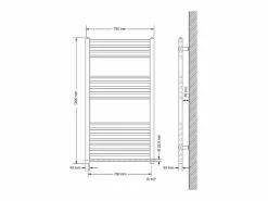 Radiador con resistencia eléctrica 1200W, 750 x 1200 mm, , conexión lateral^LuxeBath Online