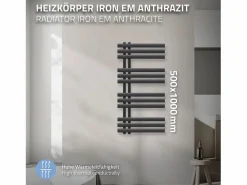 LuxeBath Toallero Eléctrico|Radiador de baño de diseño Iron EM 500x1000 mm antracita