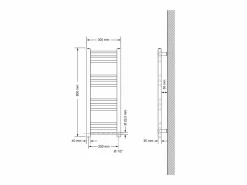 LuxeBath Radiador de baño eléctrico Sahara 300x800mm Conexión lateral derecha Elemento calefactor 300W Blanco Hot