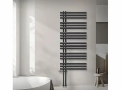 LuxeBath Toallero Eléctrico|Radiador de baño EM Iron 600x1400 mm Antracita Conexión central en la parte inferior