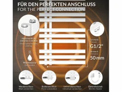 Radiador de baño Iron EM 500x1600mm Conexión central inferior con embellecedor^LuxeBath Best