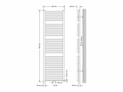 Radiador de baño Sahara, 750x1800 mm, , curvo con conexión central^LuxeBath Online