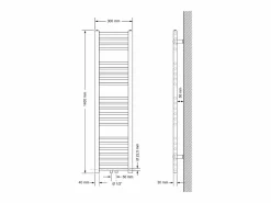 LuxeBath Toallero Eléctrico|Radiador de baño 300x1400 mm Antracita Conexión central derecha en la parte inferior