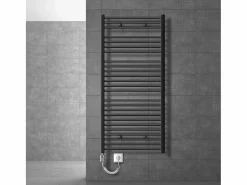 LuxeBath Radiador de diseño eléctrico Electric antracita con elemento calefactor cromado 900W Gris antracita