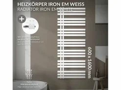 Radiador de Diseño Iron EM 600x1600 mm Conexión Central Inferior con Embellecedor^LuxeBath Clearance