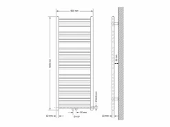 LuxeBath Toallero Eléctrico|Radiador de diseño no eléctrico Sahara, 600 x 1500 mm, antracita, conexión central