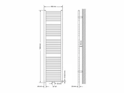 Radiador de diseño no eléctrico Sahara, 400 x 1800 mm - - Conexión central^LuxeBath Outlet