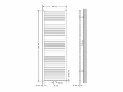 Radiador de diseño no eléctrico Sahara, 600 x 1800 mm, , conexión central, con kit^LuxeBath Discount