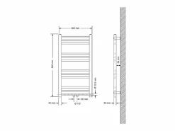 LuxeBath Toallero Eléctrico|Radiador de diseño no eléctrico Sahara, 500 x 800 mm, color , conexión central