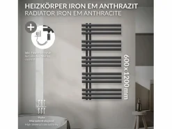 LuxeBath Toallero Eléctrico|Radiador de hierro EM Radiador toallero Radiador de baño Antracita 60x120cm