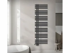LuxeBath Toallero Eléctrico|Radiador de panel antracita para baño 500x1600mm con conexión central universal