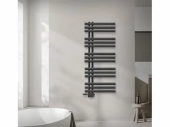 Radiador de panel antracita para baño 500x1200mm con conexión central universal^LuxeBath Best