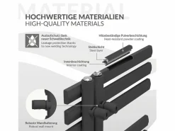 Radiador de panel antracita para baño 500x1200mm con conexión central universal^LuxeBath Best