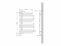 Radiador de panel antracita para baño 600x1000mm con conexión central universal^LuxeBath Hot