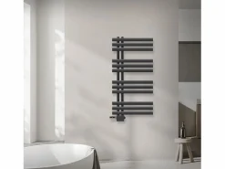 LuxeBath Toallero Eléctrico|Radiador de panel antracita para baño 500x1000mm con conexión central universal