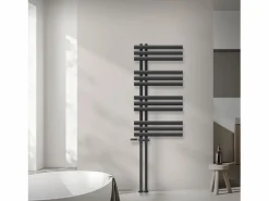 LuxeBath Toallero Eléctrico|Radiador de panel antracita para baño 500x1000mm con conexión central al suelo